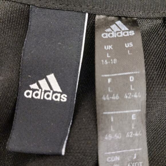 Adidas Sweatshirt Women's Sz L Black  Gray Gunmetal Letters Crewneck Zip Back - Picture 14 of 14